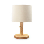 Tischlampe geschirmt, Buchenholz, 31cm Schweizer Stecker creme