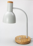Tischlampe geschirmt Metall, mit Holzfuss aus Bambus, schwenkbar mit CH-Stecker